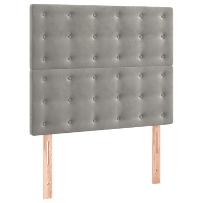Боксспринг легло с матрак, светлосива, 90x190 см, кадифе