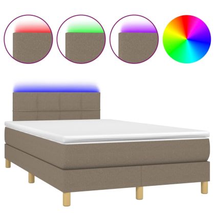 Боксспринг легло с матрак и LED, таупе, 120x200 см, плат