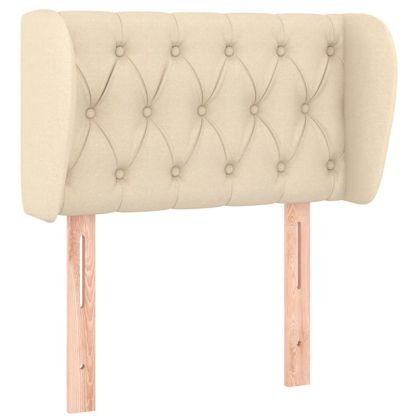 Горна табла за легло с уши, кремава, 83x23x78/88 см, плат