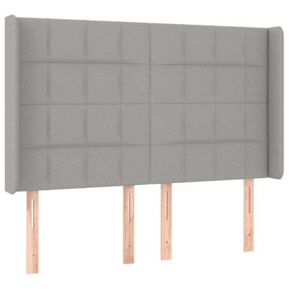 Горна табла за легло с уши, светлосива, 147x16x118/128 см, плат