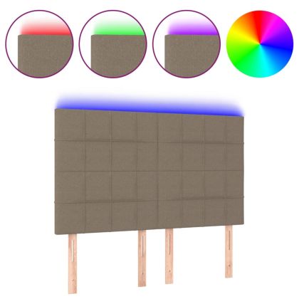 LED горна табла за легло, таупе, 144x5x118/128 см, плат