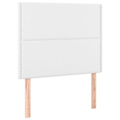 LED горна табла за легло, бяла, 100x5x118/128см,изкуствена кожа