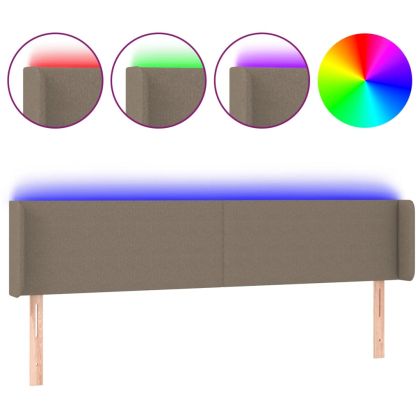 LED горна табла за легло, таупе, 203x16x78/88 см, плат