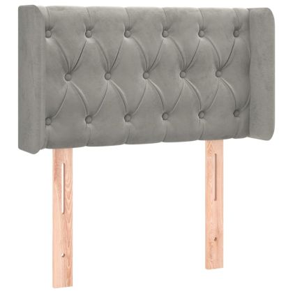 LED горна табла за легло, светлосива,83x16x78/88 см, кадифе