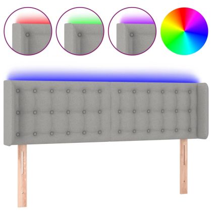 LED горна табла за легло, светлосива, 147x16x78/88 см, плат