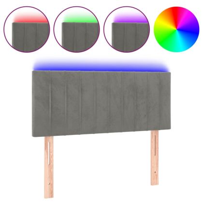 LED горна табла за легло, светлосива, 90x5x78/88 см кадифе