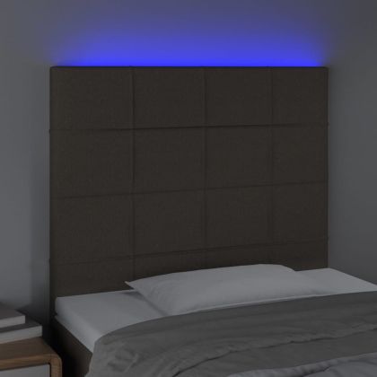 LED горна табла за легло, таупе, 100x5x118/128 см, плат