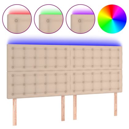 LED горна табла за легло, капучино, 200x5x118/128 см