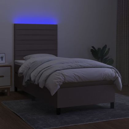 Боксспринг легло с матрак и LED, таупе, 100x200 см, плат