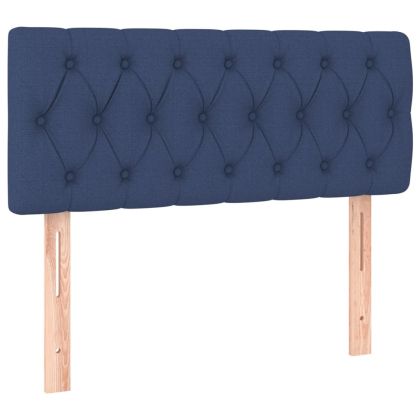 Боксспринг легло с матрак и LED, синьо, 100x200 см, плат