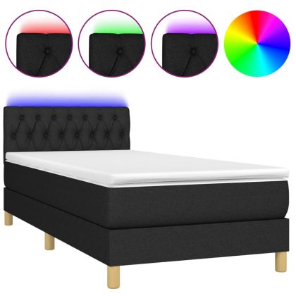 Боксспринг легло с матрак и LED, черна, 90x190 см, плат
