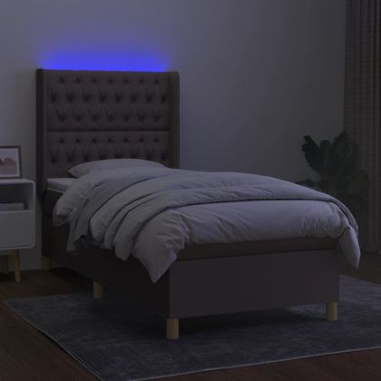 Боксспринг легло с матрак и LED, таупе, 100x200 см, плат