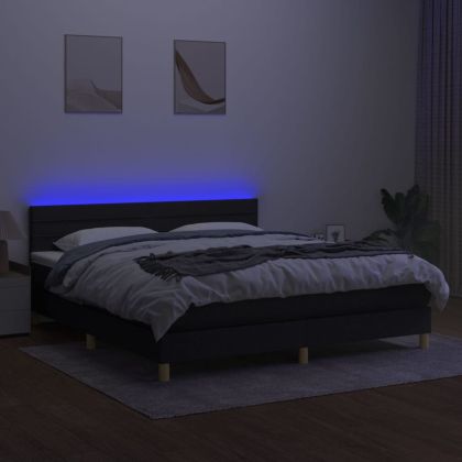 Боксспринг легло с матрак и LED, черно, 180x200 см, плат