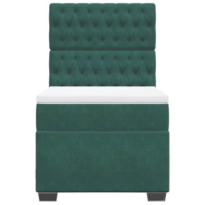 Боксспринг легло с матрак, тъмнозелено, 80x200 см, кадифе