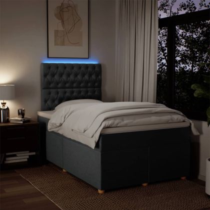 Боксспринг легло с матрак, тъмносиво, 120x200 см, плат