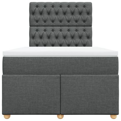 Боксспринг легло с матрак, тъмносиво, 120x200 см, плат