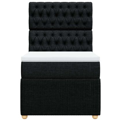 Боксспринг легло с матрак, черно, 90x200 см, плат