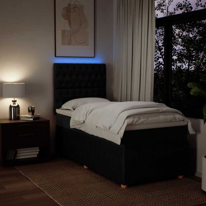 Боксспринг легло с матрак, черно, 100x200 см, плат