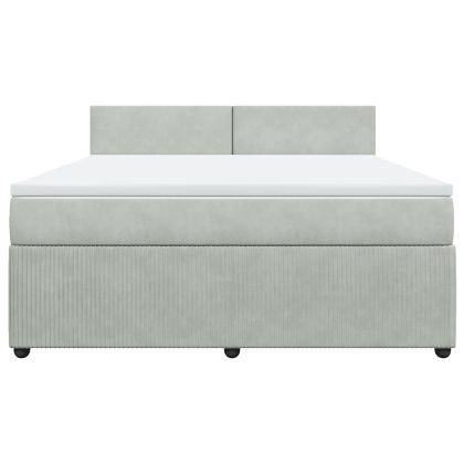 Боксспринг легло с матрак, светлосиво, 180x200 см, кадифе