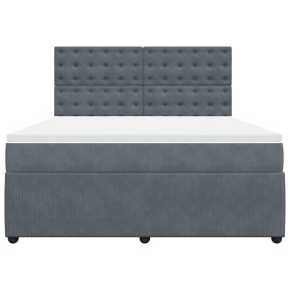 Боксспринг легло с матрак, тъмносиво, 180x200 см, кадифе