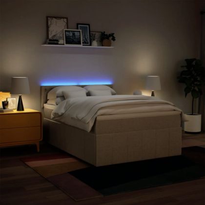 Боксспринг легло с матрак, кремава, 160x200 см, плат