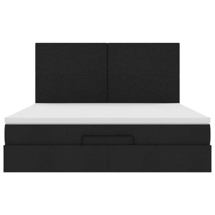 Османска легло с матрак и LED, черно, 160x200 см, плат