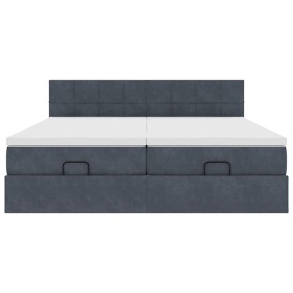 Османска легло с матраци и LED, тъмносиво, 200x200 см, кадифе