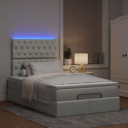 Османска легло с матраци и LED, светлосиво, 120x200 см, кадифе