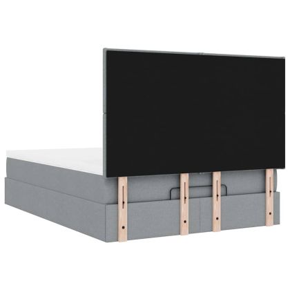 Османско легло с матрак & Светодиоди Светло сиво 140x190cm Плат