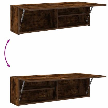 Стенен шкаф за баня, опушен дъб, 100x25x30 см, инженерно дърво