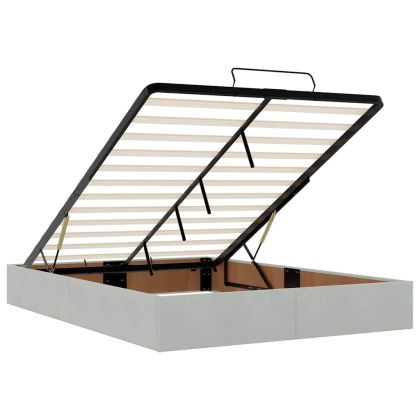 Османска легло с матрак и LED, светлосиво, 140x200 см, кадифе