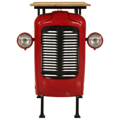 Бар маса трактор червен и кафяв 55x120x107 см манго дърво масив