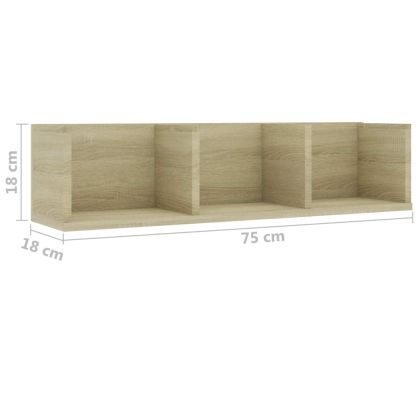 CD стенен рафт, дъб сонома, 75x18x18 см, инженерно дърво