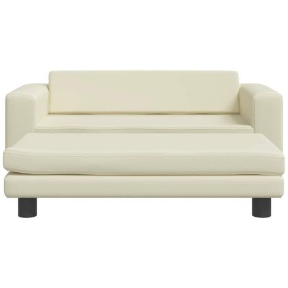 Кучешко легло с разширение кремаво 100x50x30 см изкуствена кожа