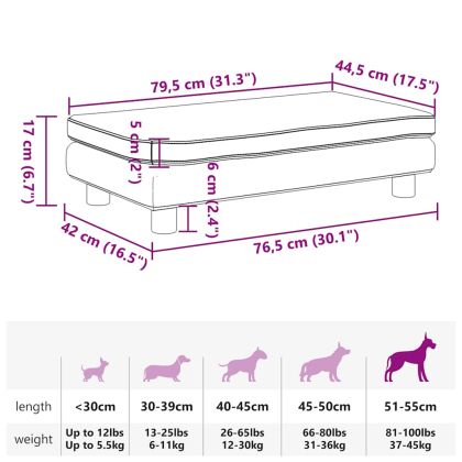 Кучешко легло с разширение синьо 100x50x30 см кадифе
