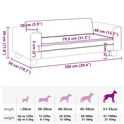 Кучешко легло с разширение кафяво 100x50x30 см кадифе
