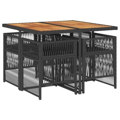 Градински трапезен комплект възглавници 5 части черен полиратан