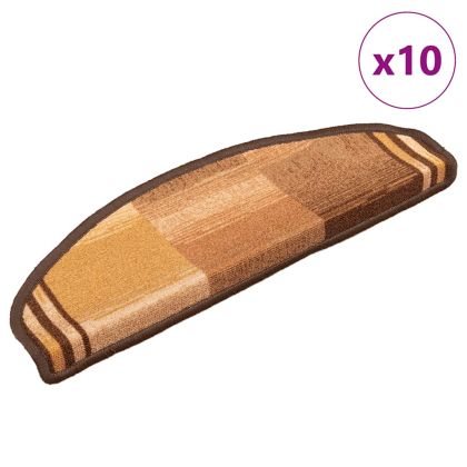 Самозалепващи стелки за стълби, 10 бр, 65x21x4 см, кафяви
