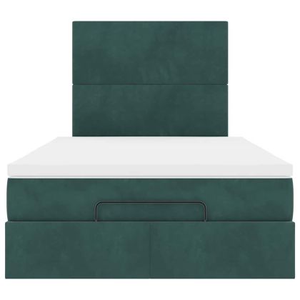 Османска легло с матраци, тъмнозелено, 120x200 см, кадифе