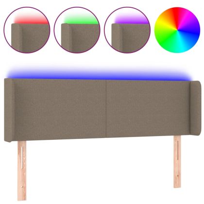 LED горна табла за легло, таупе, 147x16x78/88 см, плат