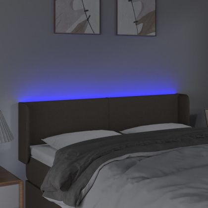 LED горна табла за легло, таупе, 147x16x78/88 см, плат