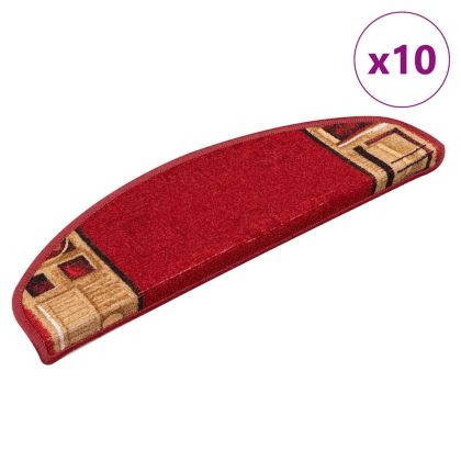 Самозалепващи стелки за стълби, 10 бр, 65x21x4 см, червени