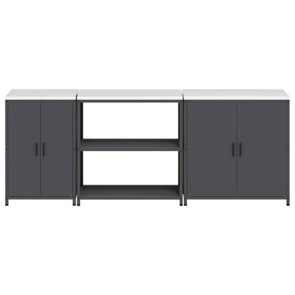 Комплект за кухненско съхранение с рафт 3 pcs Антрацит Стомана