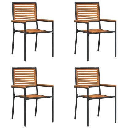 Струпваеми градински столове 4 pcs Кафяв и черен
