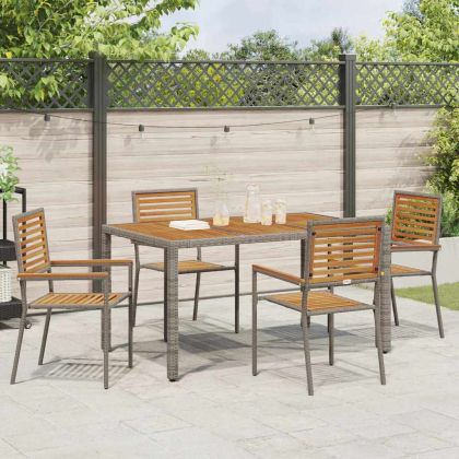 Струпваеми градински столове 4 pcs Кафяв и сив 54 x 56 x 90 см