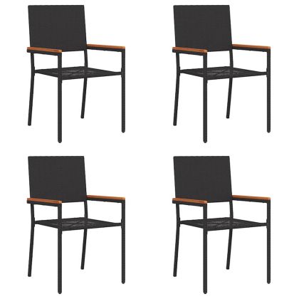 Струпваеми градински столове 4 pcs Черен и кафяв