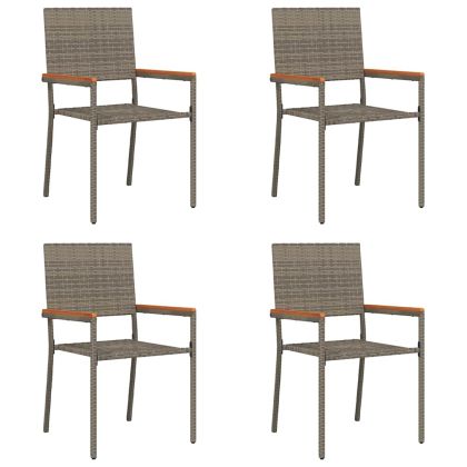 Струпваеми градински столове 4 pcs Сив и кафяв 54 x 56 x 90 см