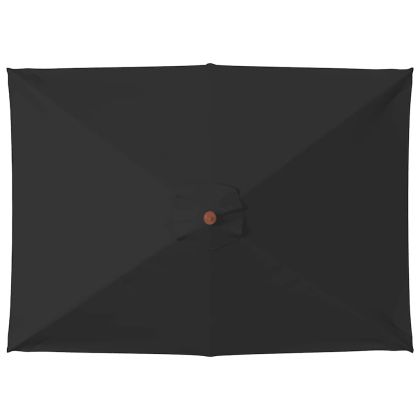 Градински чадър с дървен прът, черен, 150x200 см