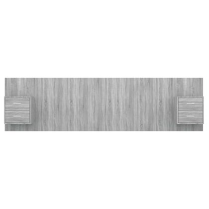 Горна табла за легло с шкафчета, сив сонома, инженерно дърво