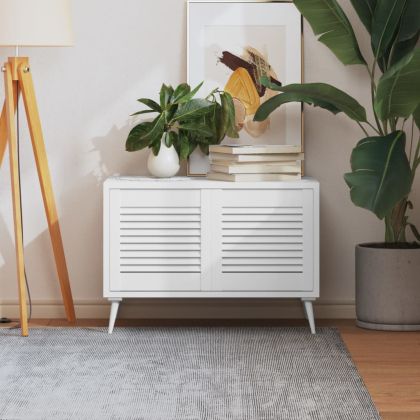 Врати за шкафове решетен дизайн 2 бр бял 39,5x39,4 см бор масив